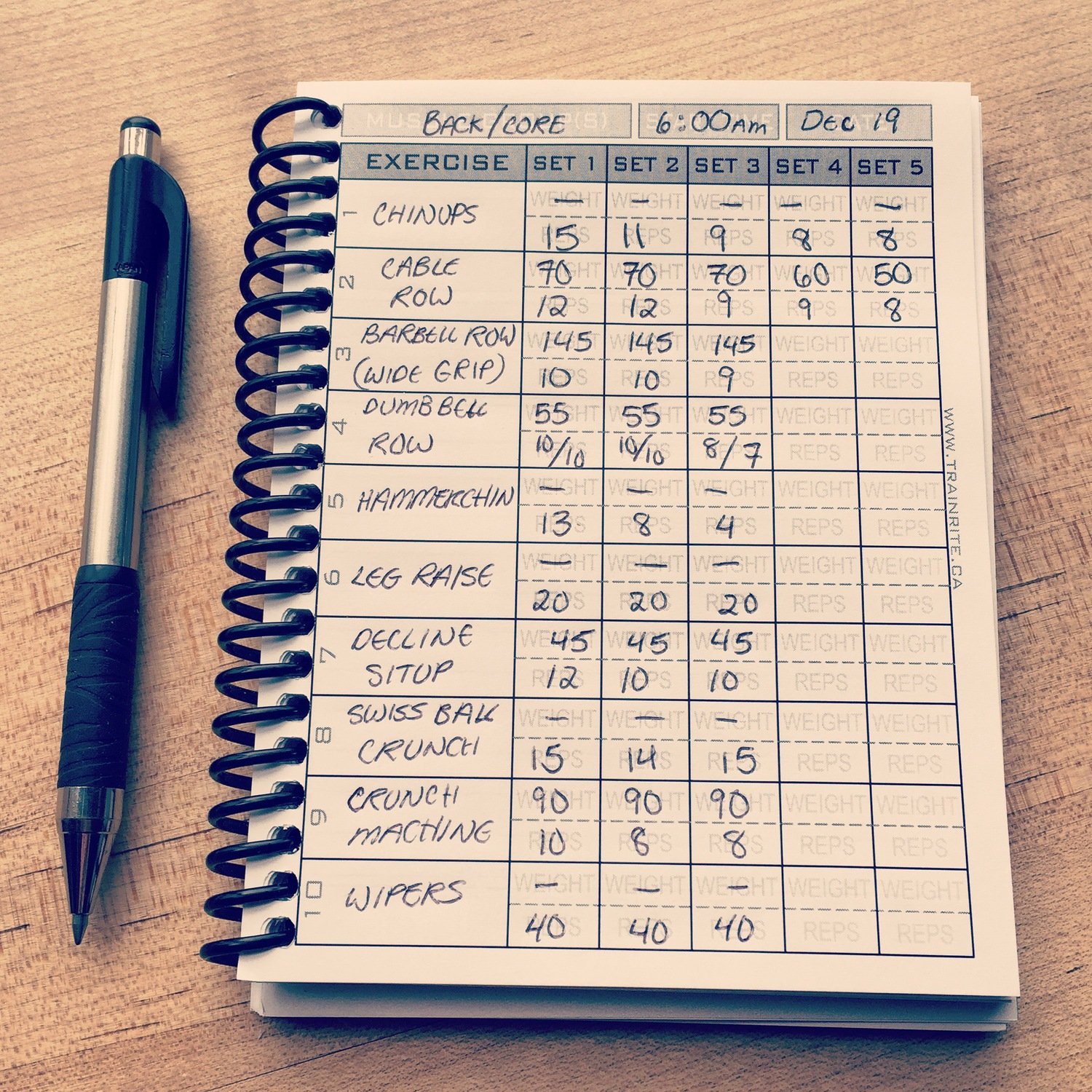 TrainRite Compact Fitness Journal - NO EXCUSES Black (An Exercise Log Book)