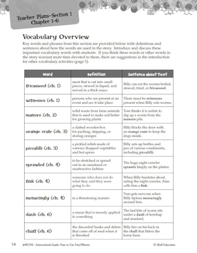 How to Eat Fried Worms: An Instructional Guide for Literature - Novel Study Guide for Elementary School Literature with Close Reading and Writing Activities (Great Works Classroom Resource)