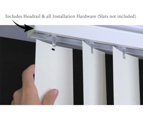 Vertical Blinds Replacement Headrail Track Custom Made to Your Size, Stack, and Control Type - Complete with Brackets and Hardware (64.5 inches)