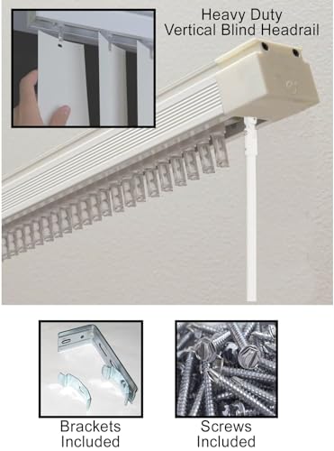 Vertical Blinds Replacement Headrail Track Custom Made to Your Size, Stack, and Control Type - Complete with Brackets and Hardware (64.5 inches)