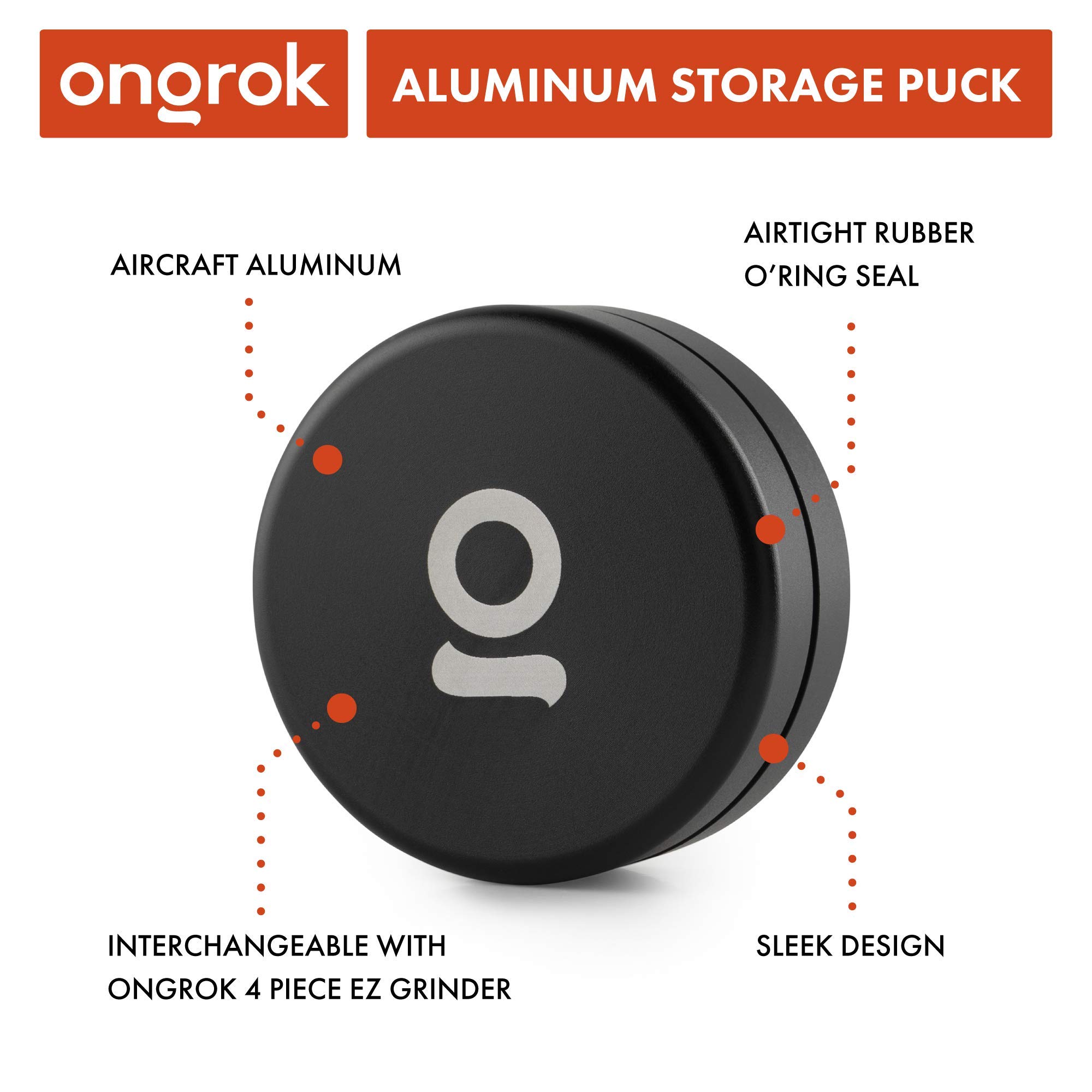 ONGROK Storage Puck, Black, Perfect Size Case to Store in Your Pocket, Airtight, Preserves Moisture Profile, Smell and Aroma