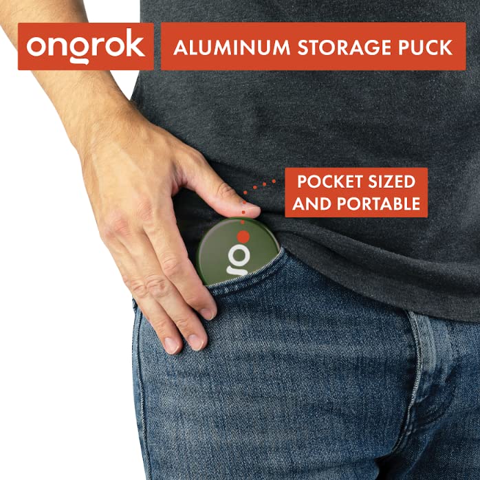 ONGROK Storage Puck, Green, Perfect Size Case to Store in Your Pocket, Airtight, Preserves Moisture Profile, Smell and Aroma