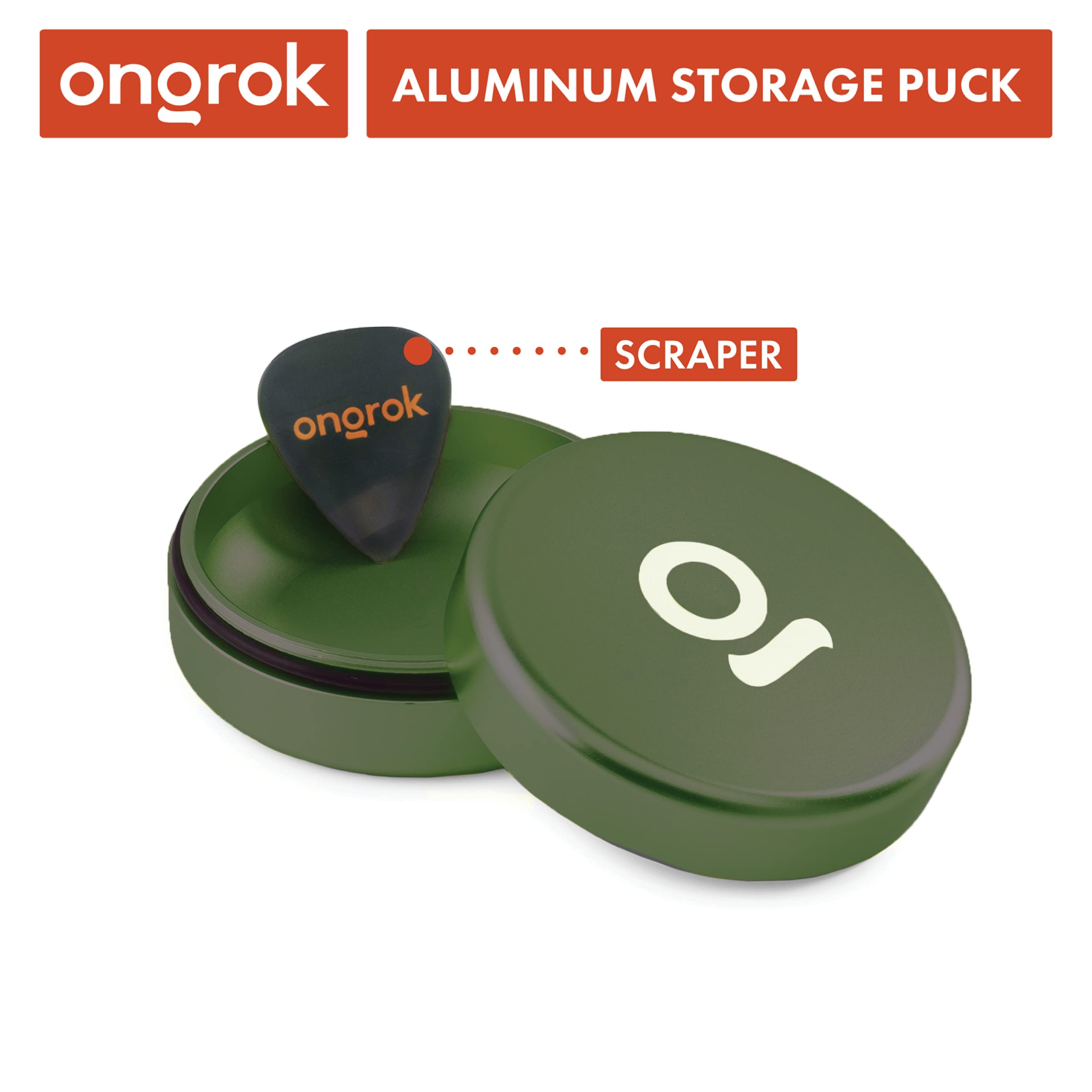 ONGROK Storage Puck, Green, Perfect Size Case to Store in Your Pocket, Airtight, Preserves Moisture Profile, Smell and Aroma