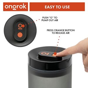 ONGROK Glass Storage Jar (800ml/2oz) with Vacuum Pump Technology, Air Proof Containers to Preserve Smell and Aroma