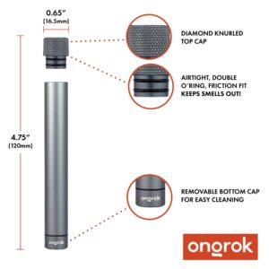 ONGROK Premium Storage Tube | Airtight Aircraft Grade Aluminum Metal, Pocket-Sized Opaque Holder (Silver)