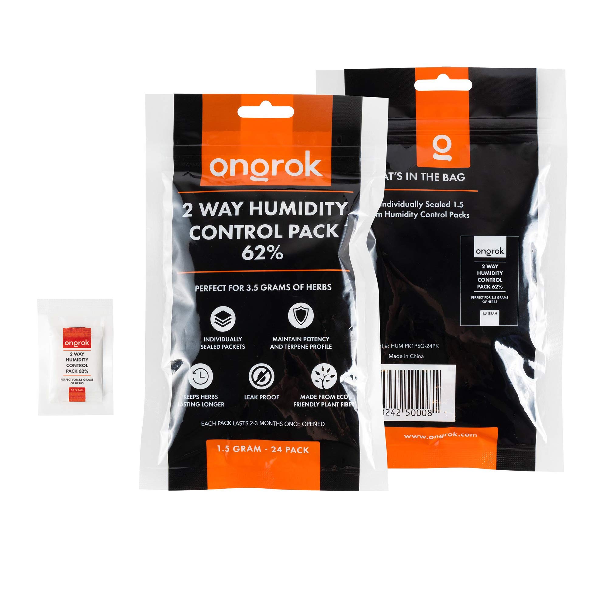 ONGROK 2 Way Humidity Control Packets, 62% RH, Each Pack Good for up to 1/8 oz, 24 Pack