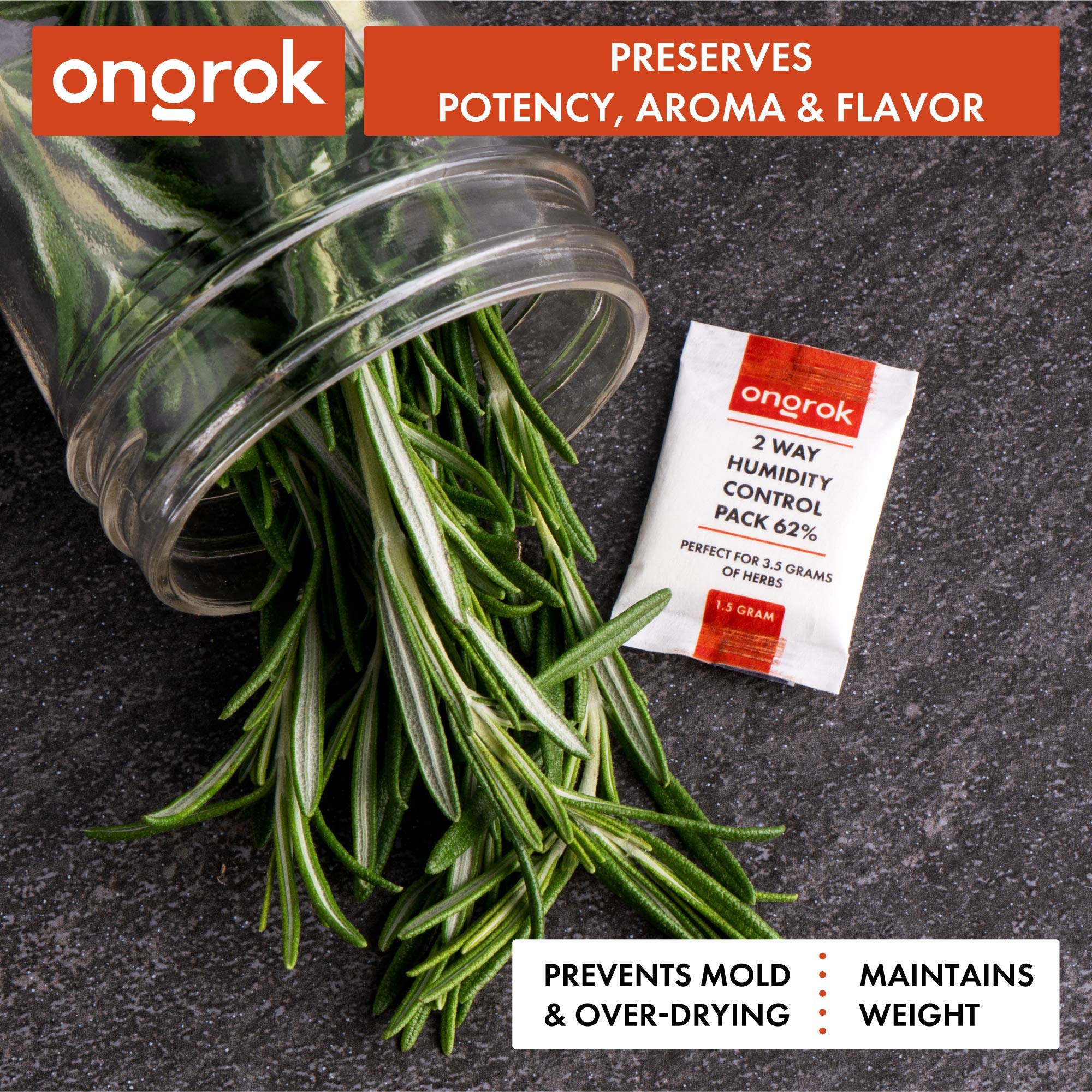 ONGROK 2 Way Humidity Control Packets, 62% RH, Each Pack Good for up to 1/8 oz, 24 Pack