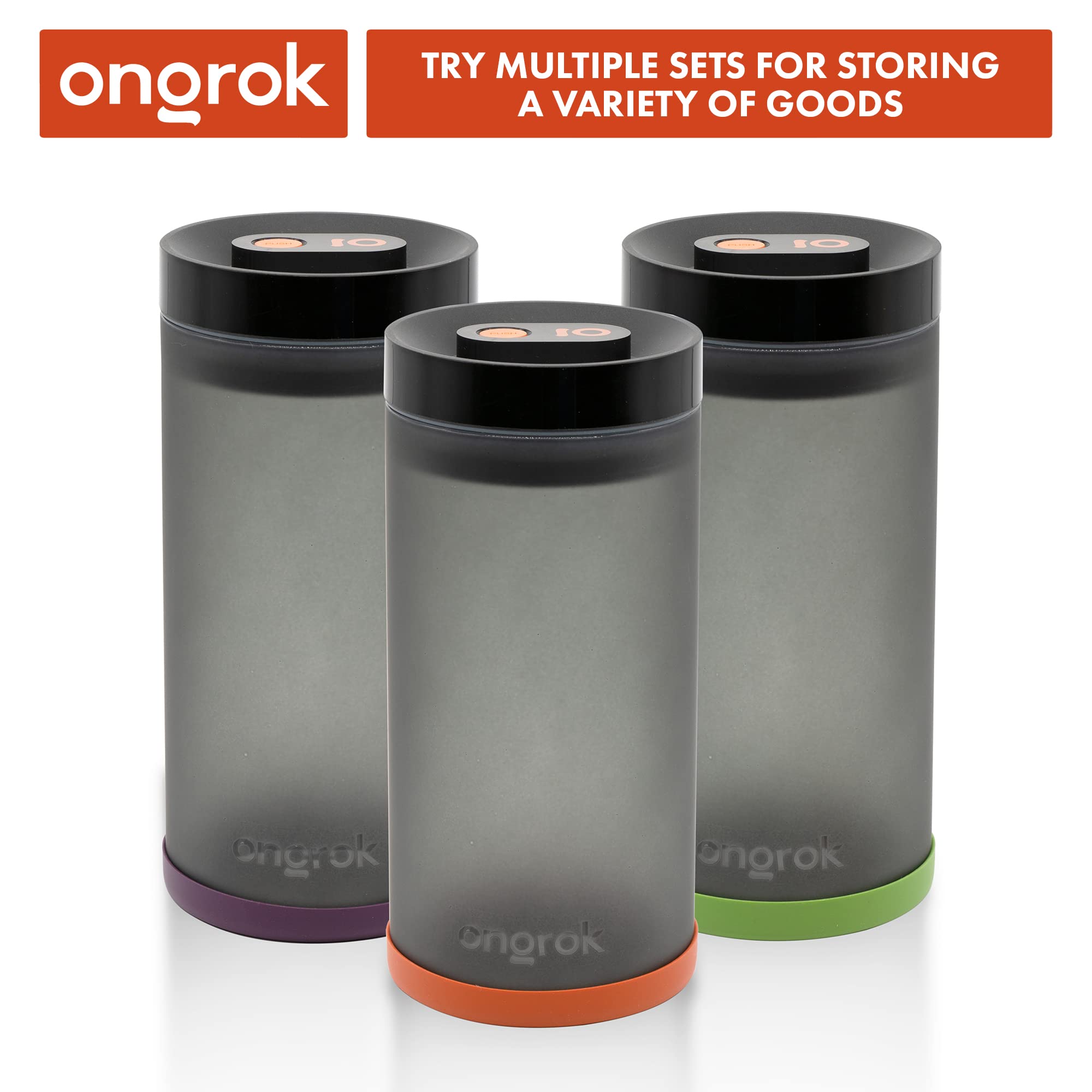 ONGROK Glass Storage Jar (1200ml/3oz) with Vacuum Pump Technology, Air Proof Containers to Preserve Smell and Aroma