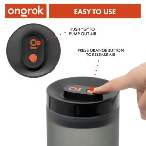 ONGROK Glass Storage Jar (1200ml/3oz) with Vacuum Pump Technology, Air Proof Containers to Preserve Smell and Aroma