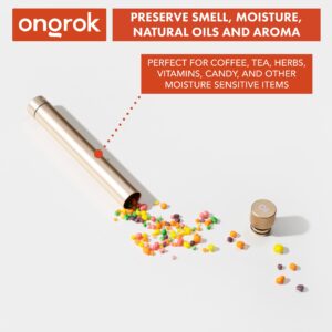 ONGROK Premium Storage Tube | Airtight Aircraft Grade Aluminum Metal, Pocket-Sized Opaque Holder (Gold)