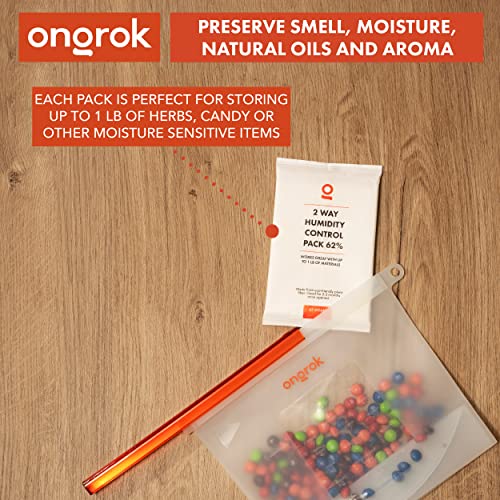 4 Pack of 67 Gram, 62% RH, Two Way Humidity Packs by ONGROK, Individually Sealed to Last Longer, Moisture Packs