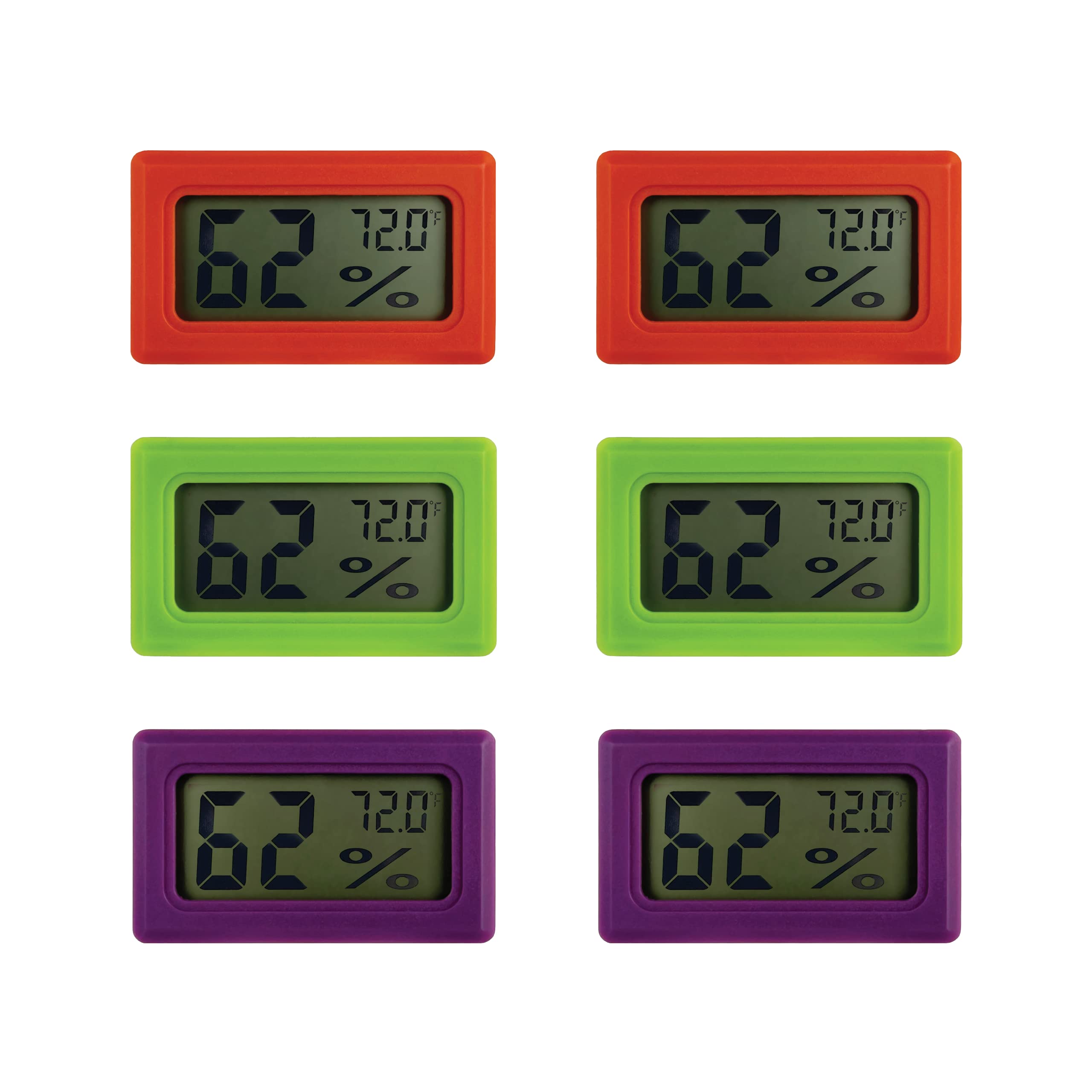 6 Pack of Mini Hygrometers by ONGROK, Small Humidity Temperature Gauge with Digital LCD Display, Color Coded for Organization, Mini Hygrometer for Jars,