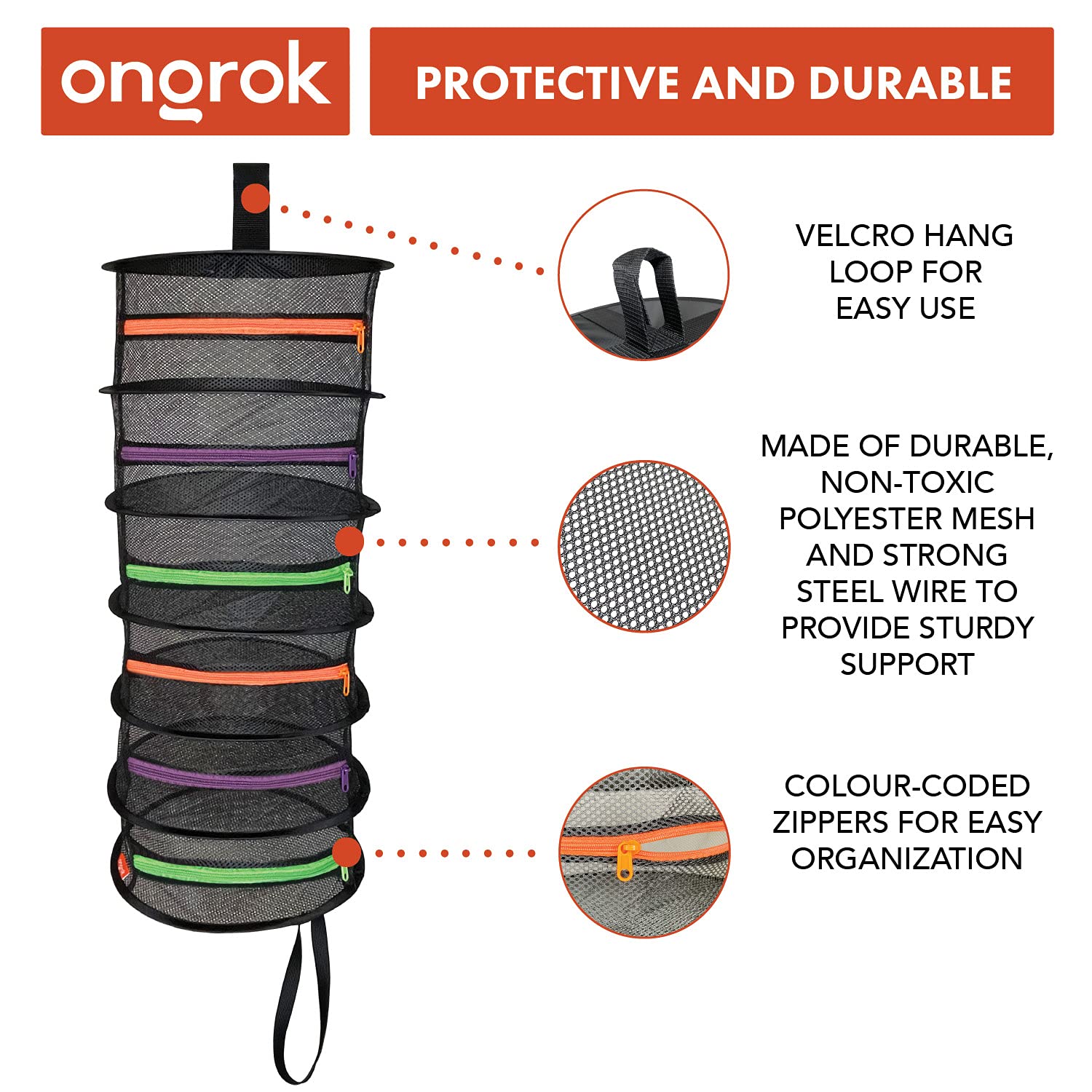 ONGROK Mesh Dry Net Drying Rack, 6 Tier, Hanging Herb Drying Net, Plant Dryer Tent