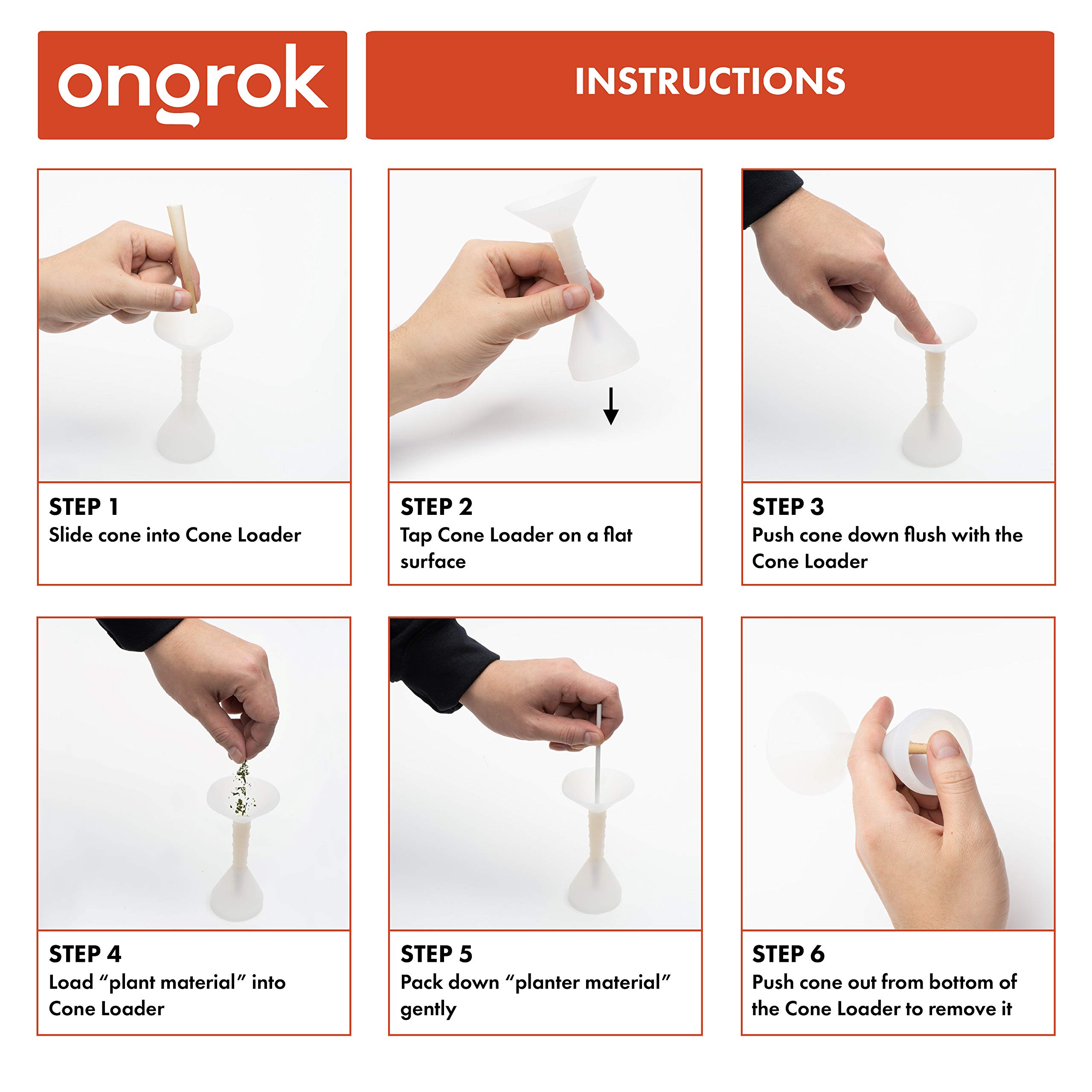 ONGROK Transparent Filler, Loader and Packer Device with Measuring Guide, Kit includes: Funnel and Packing Stick