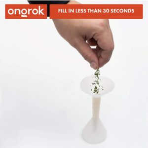 ONGROK Transparent Filler, Loader and Packer Device with Measuring Guide, Kit includes: Funnel and Packing Stick