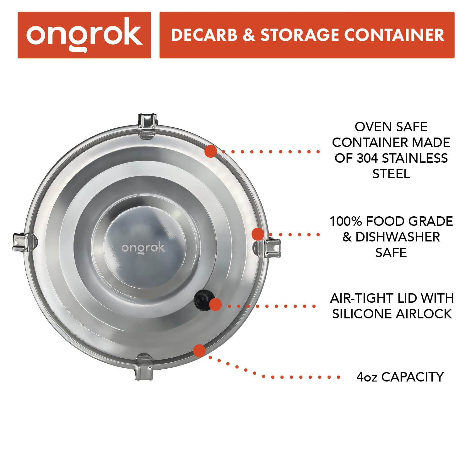Decarboxylator Box by ONGROK, Stainless Steel, Airtight, Food Grade, Full Manual Decarb Kit with Infusion Accessories, Dishwasher & Oven Safe