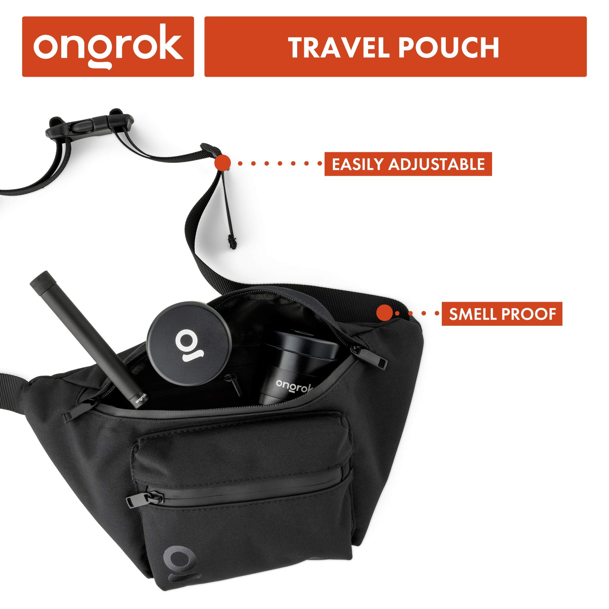 ONGROK Carbon Technology Waist Bag | Small Odor Proof Backpack, Newest Model, Waterproof Zipper Sealed, Carbon Lined Waist Pouch, Unisex/Men/Women