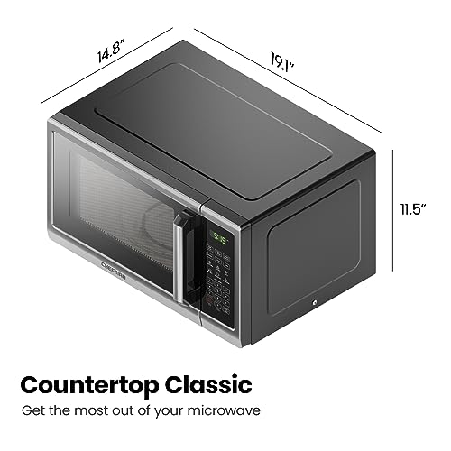 Chefman Countertop Microwave Oven 0.9 Cu. Ft. Digital Stainless Steel Microwave 900 Watt with 6 Presets, Eco Mode, Mute Option, Memory Function, Child Safety Lock, Kitchen, Home, Dorm Essentials