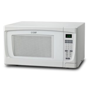 commercial chef 1.6 cubic foot microwave with 10 power levels, small microwave with push button, 1000 watt microwave with digital control panels, countertop microwave with timer, white