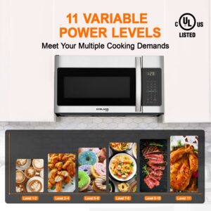 30 Inch Over the Range Microwave Oven, GASLAND Chef OTR1902S Over the Stove Microwave with 1.9 Cu. Ft. Capacity, 1000 Watts, 400 CFM Exhaust Fan and LED Light, 13.5" Glass Turntable, Stainless Steel