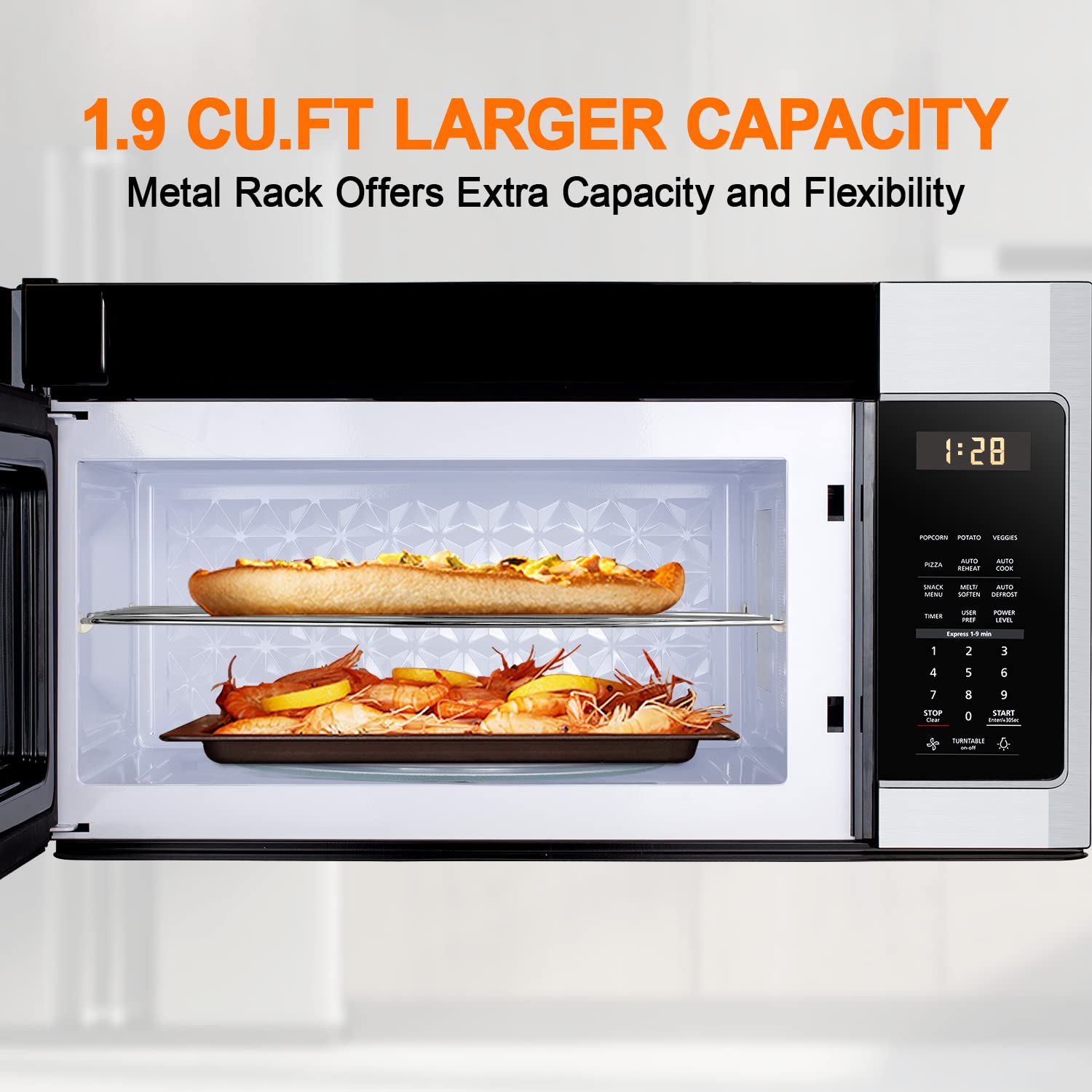 30 Inch Over the Range Microwave Oven, GASLAND Chef OTR1902S Over the Stove Microwave with 1.9 Cu. Ft. Capacity, 1000 Watts, 400 CFM Exhaust Fan and LED Light, 13.5" Glass Turntable, Stainless Steel