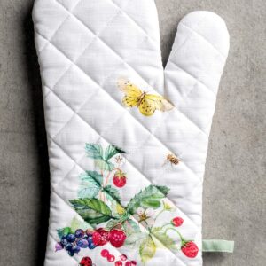 Maison d' Hermine Oven Mitts 100% Cotton Heat Resistant 7"x13" Oven Mitt BBQ Cooking Gloves with Loop, Baking Grilling Microwave, Handling Hot Pans, Printemps - Spring/Summer