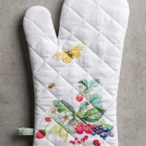 Maison d' Hermine Oven Mitts 100% Cotton Heat Resistant 7"x13" Oven Mitt BBQ Cooking Gloves with Loop, Baking Grilling Microwave, Handling Hot Pans, Printemps - Spring/Summer