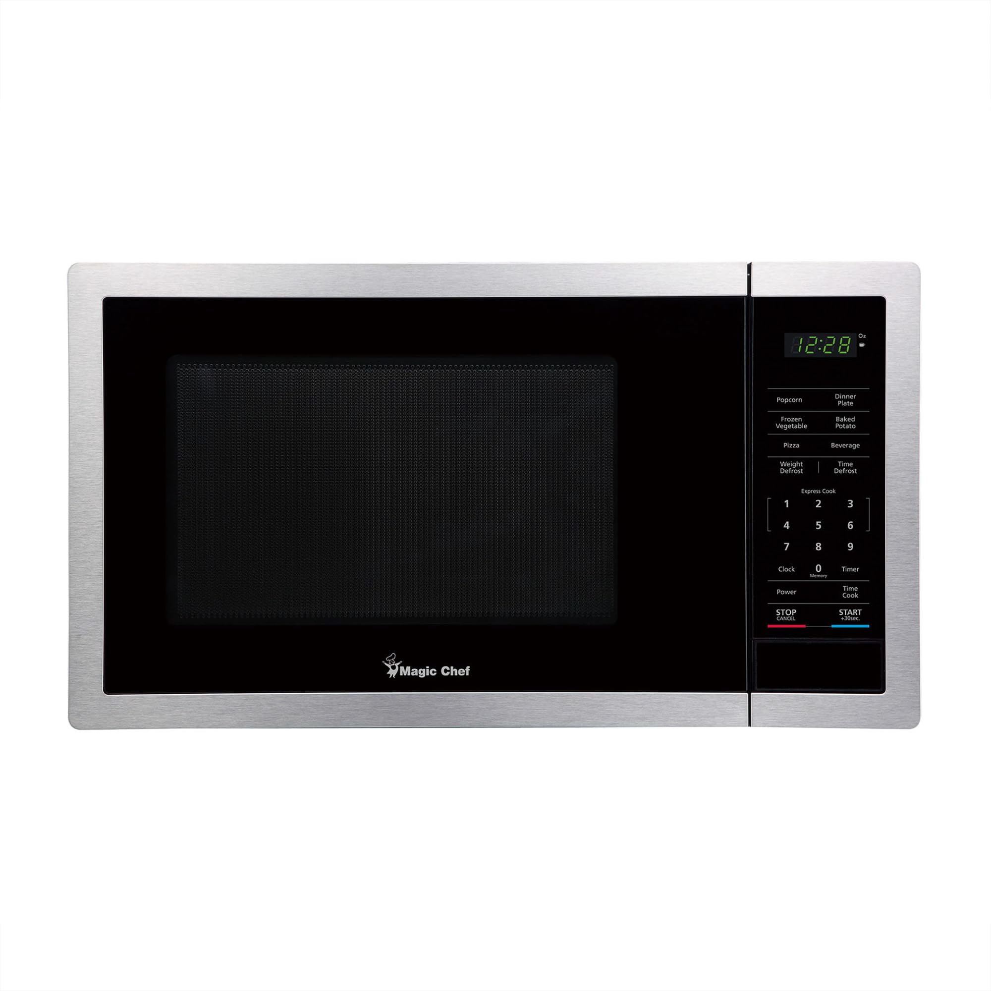 Magic Chef 900 Watts 0.9 Cubic Feet Small Countertop Microwave Oven for Compact Spaces with 6 Pre Programmed Cooking Modes, Stainless Steel