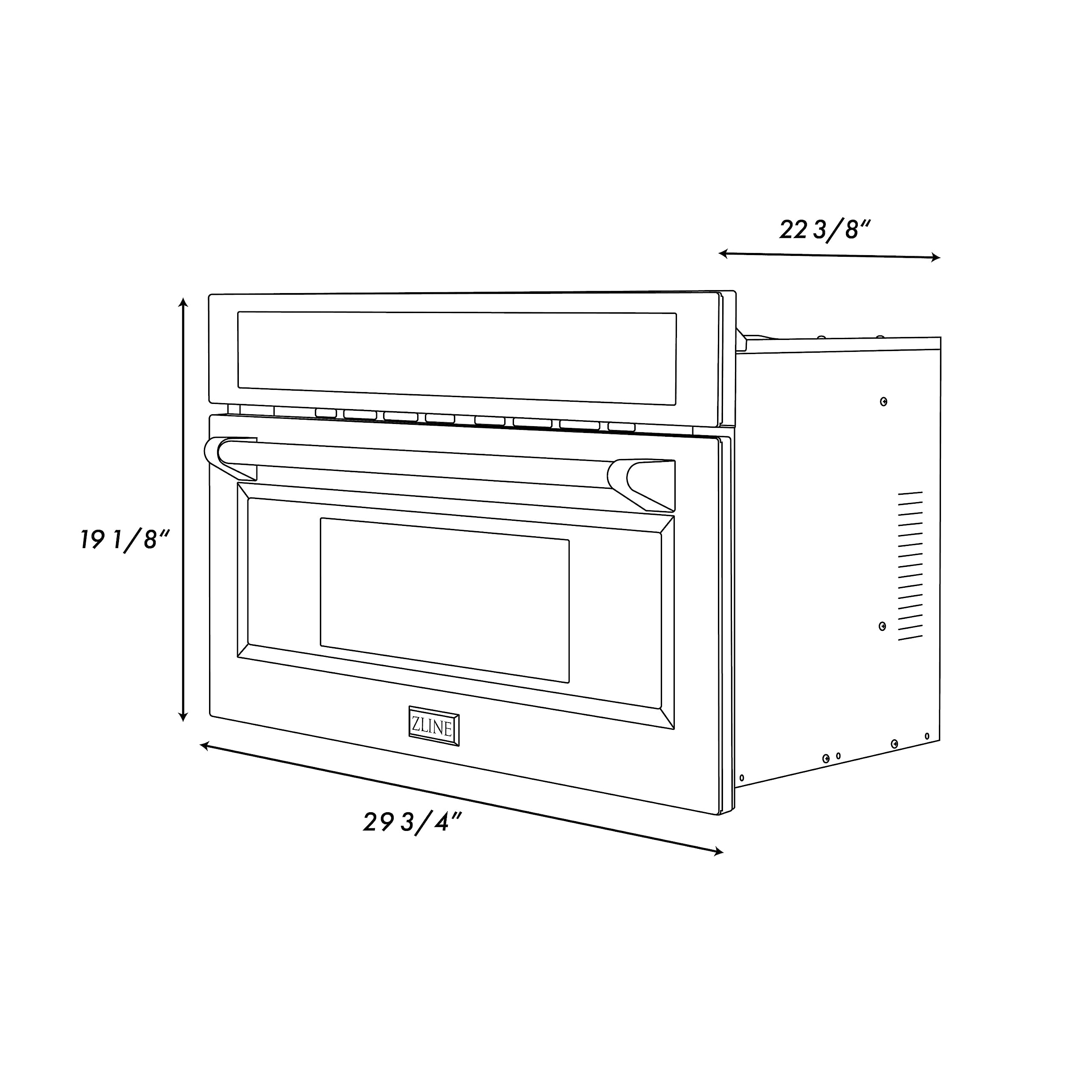 ZLINE Autograph Edition 30” 1.6 cu ft. Built-in Convection Microwave Oven in Stainless Steel and Gold Accents