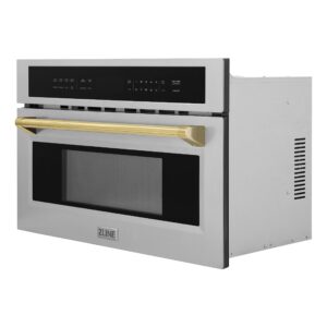 ZLINE Autograph Edition 30” 1.6 cu ft. Built-in Convection Microwave Oven in Stainless Steel and Gold Accents