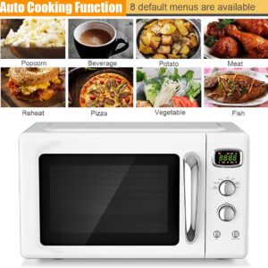 MAT EXPERT 0.9 Cu.ft Compact Microwave Oven, Digital Timing & 5 Micro Power, 25L Small Microwave w/Glass Turntable & 6 Preset Buttons, Delayed Start Function, 900W Mini Microwave w/Child Lock (White)