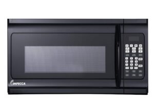 impecca om-1600k 1.6 cu. ft. over-the-range 30” microwave oven 1000 watts, with surface light, 2 speed vent system, touch-pad controls, digital clock, timer, led display and child lock, black