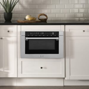 ZLINE 24" 1.2 cu. ft. Built-in Microwave Drawer with a Traditional Handle in DuraSnow Stainless Steel