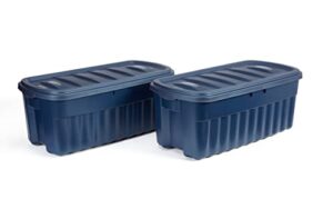 rubbermaid roughneck️ storage totes 50 gal, large durable stackable storage containers, great for basement, attic, garage storage, and more, 50 gal - 2 pack