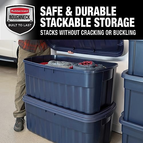 Rubbermaid Roughneck️ Storage Totes 50 Gal, Large Durable Stackable Storage Containers, Great for Basement, Attic, Garage Storage, and More, 50 Gal - 2 Pack