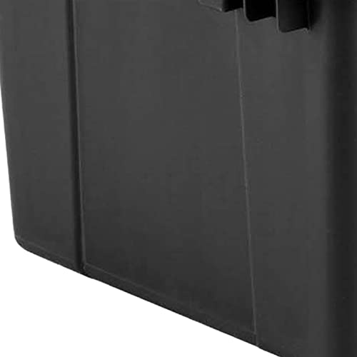 Sterilite 15 Gal Industrial Tote, Stackable Storage Bin with Latching Lid, Plastic Container with Heavy Duty Latches, Black Base and Lid, 12-Pack