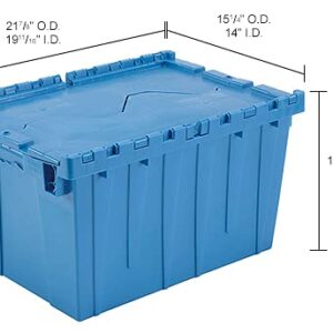 12 Gallon Heavy-Duty Flip Tote Storage Container (PACK OF 6) - Blue, Commercial Flip Top Tote, Industrial Plastic Storage Tote - 21 in. L x 15 in. W x 12in. H, Padlock & Metal Hinged Flip Cover