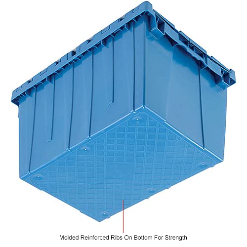 12 Gallon Heavy-Duty Flip Tote Storage Container (PACK OF 6) - Blue, Commercial Flip Top Tote, Industrial Plastic Storage Tote - 21 in. L x 15 in. W x 12in. H, Padlock & Metal Hinged Flip Cover