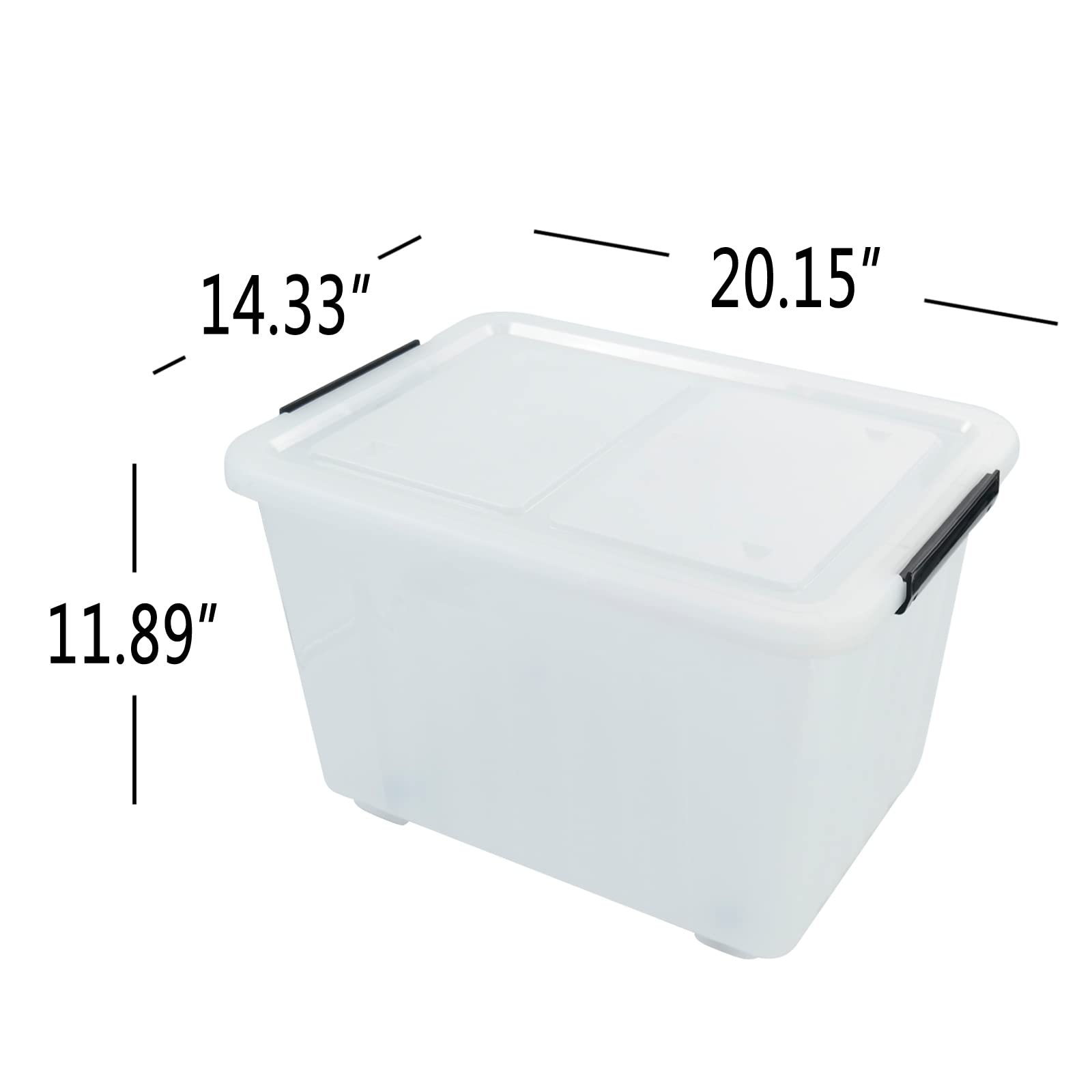 EudokkyNA 4-pack 50 Quarts Storage Boxes with Wheels, Large Clear Plastic Bin Totes with Lid