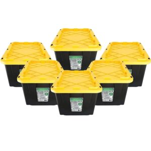 greenmade 27 gallon black & yellow storage container (6-pack)