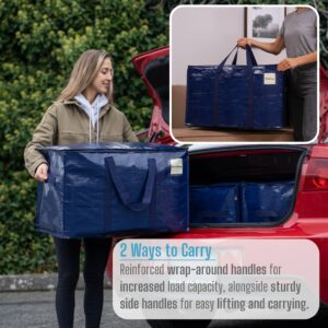 VENO 4 Pack Moving Bags, Moving Supplies, Moving Boxes, College Packing Storage Boxes with Lids Alternative, Heavy Duty Totes, Extra Large, Sturdy Handles, Zipper, for Packaging (Blue, 4 Pack)