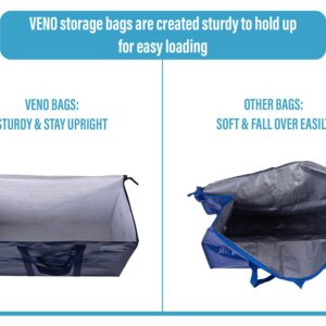 VENO 4 Pack Moving Bags, Moving Supplies, Moving Boxes, College Packing Storage Boxes with Lids Alternative, Heavy Duty Totes, Extra Large, Sturdy Handles, Zipper, for Packaging (Blue, 4 Pack)