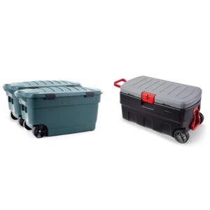 Rubbermaid ECOSense Wheeled Storage Totes, 40 Gal Pack of 2 & ActionPacker 35 Gal Wheeled Lockable Storage Bin with Lid, Heavy-Duty Water Repellent Industrial Container