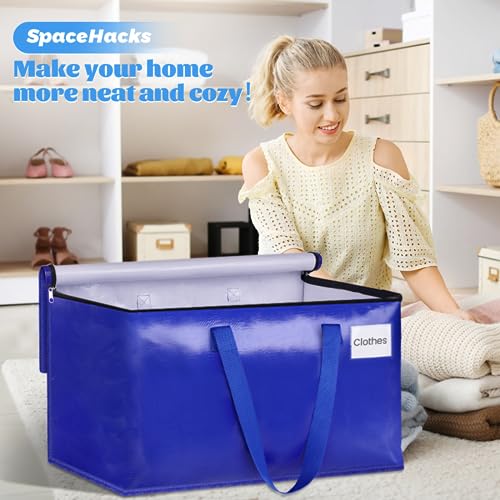 SpaceHacks 4 Pack-93L Heavy Duty Moving Bags, Moving Boxes with Reinforced Handles ＆ Premium Zippers, Storage Totes for Space Saving, Packing ＆ Moving Storage