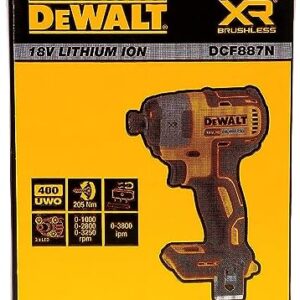 DEWALT DCF887N XR 18V 3 Speed BL Impact Driver Naked-Body ONLY, 18 W, 18 V, Multi, Bare Unit