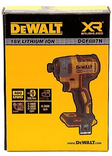 DEWALT DCF887N XR 18V 3 Speed BL Impact Driver Naked-Body ONLY, 18 W, 18 V, Multi, Bare Unit