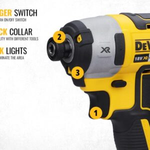 DEWALT DCF887N XR 18V 3 Speed BL Impact Driver Naked-Body ONLY, 18 W, 18 V, Multi, Bare Unit