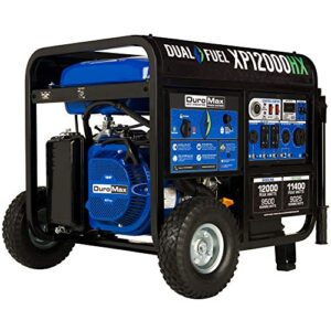 duromax xp12000hx dual fuel portable generator-12000 watt gas or propane powered electric start w/co alert, 50 state approved, blue