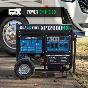 DuroMax XP12000HX Dual Fuel Portable Generator-12000 Watt Gas or Propane Powered Electric Start w/CO Alert, 50 State Approved, Blue