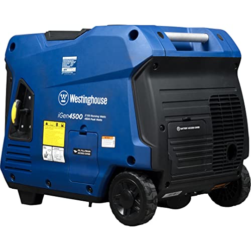 Westinghouse Outdoor Power Equipment 4500 Peak Watt Super Quiet Portable Inverter Generator, Remote Electric Start with Auto Choke, Wheel & Handle Kit, RV Ready, Gas Powered, Parallel Capable